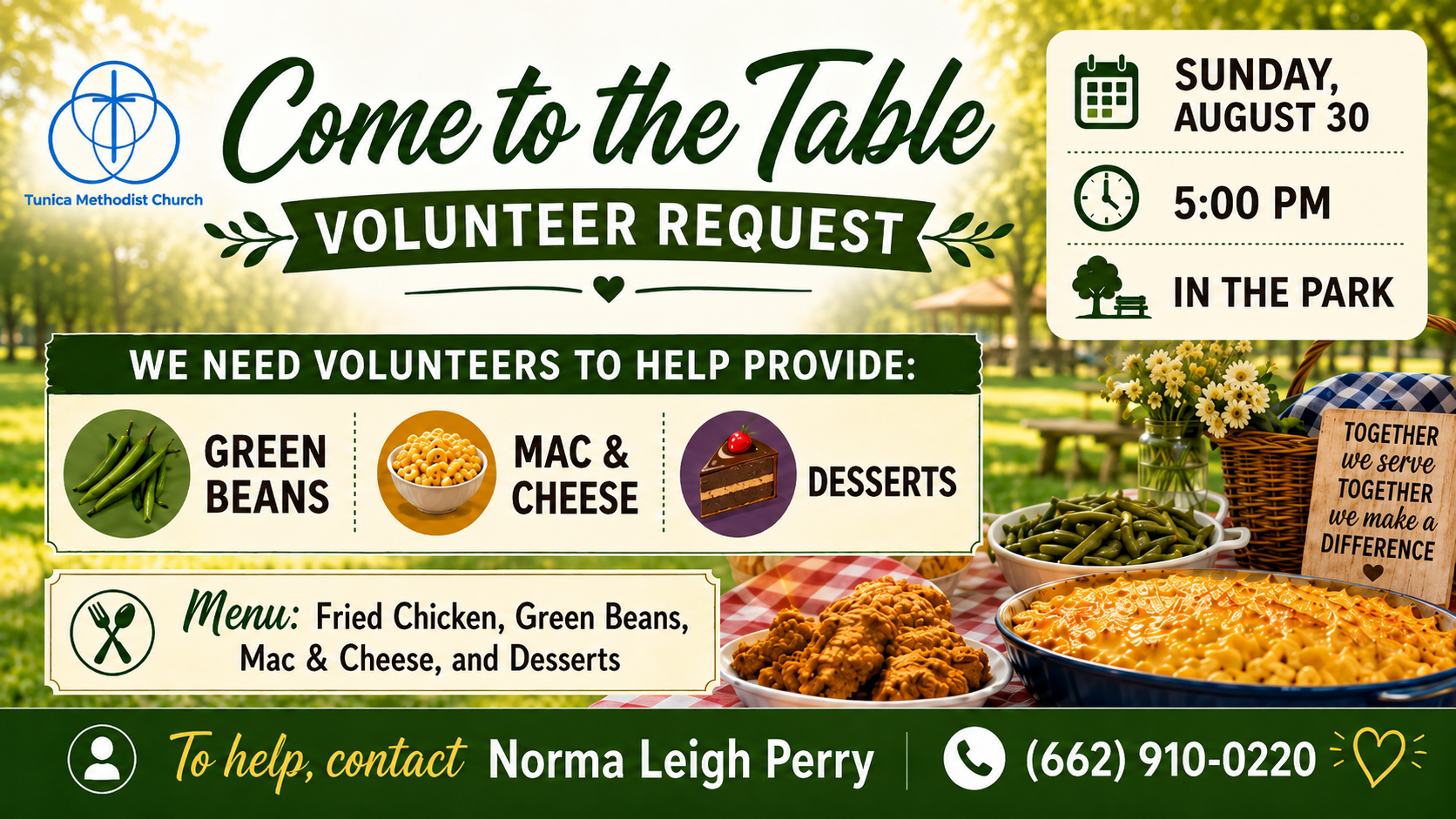 Come to the Table — Volunteer Request