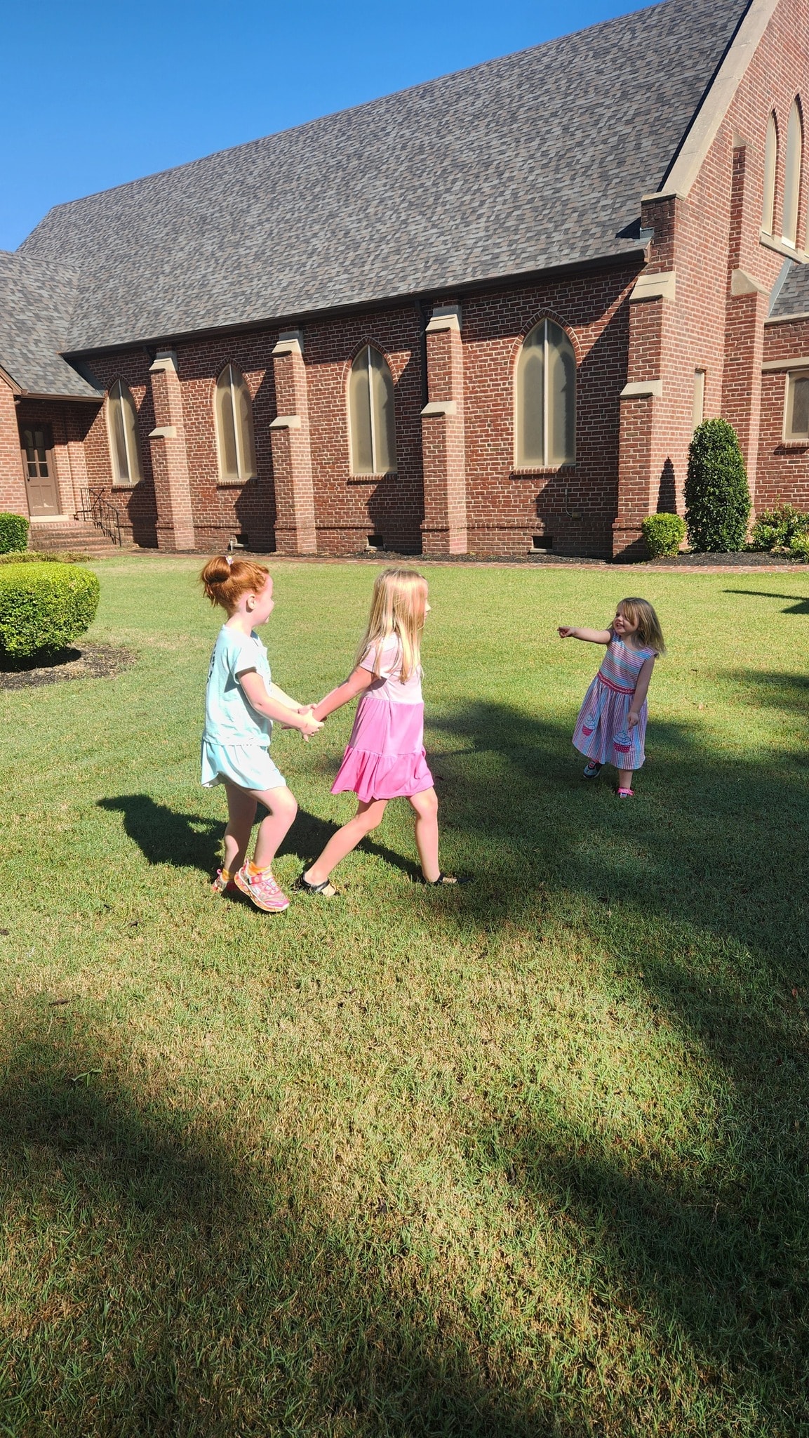Congregation fellowship on the church lawn
